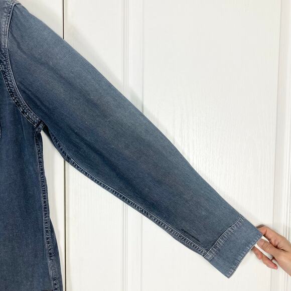 G-STAR RAW Denim Shirt Men XL Blue Vintage-Faded-Wash Logo Western Long-Sl BtnUp - Picture 6 of 15